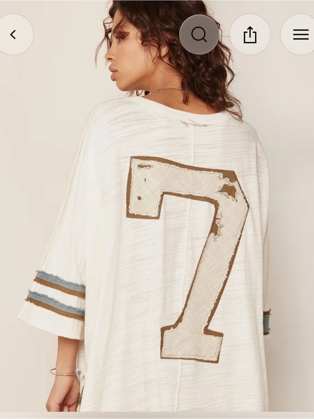 Free People Number Seven Striped Sleeve Oversized Top SMALL unicorn!!